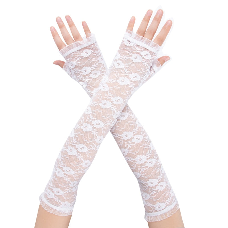 Stylish Long Black Fishnet Gloves Womens Fingerless Gloves Girls Dance Gothic Punk Rock Costume Fancy Gloves Fingerless Gloves DailyAlertDeals style 4 One Size 