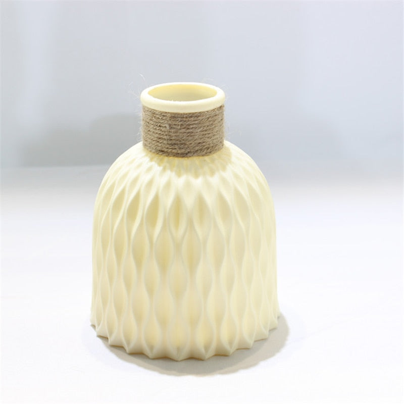 Modern Flower Vase Imitation Ceramic Flower Pot Decoration Home Plastic Vase Flower Arrangement Nordic Style Home Decoration Vases Flower Pots DailyAlertDeals Beige  