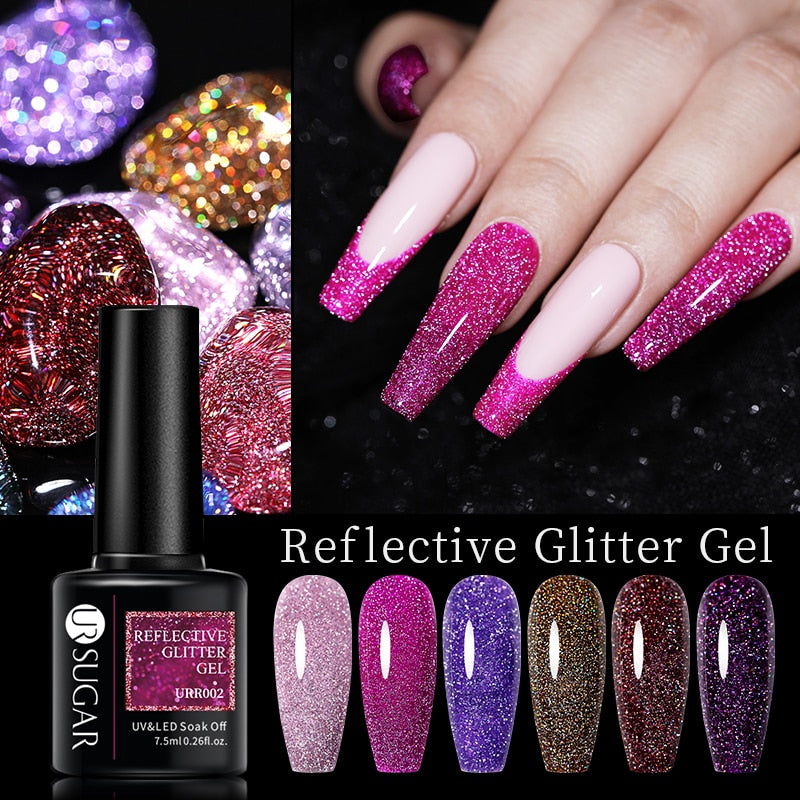 UR SUGAR Sparkling Gel Nail Polish Reflective Glitter Nail Gel Semi Permanent Nail Art Varnish For Manicures Need Base Top Coat 0 DailyAlertDeals   