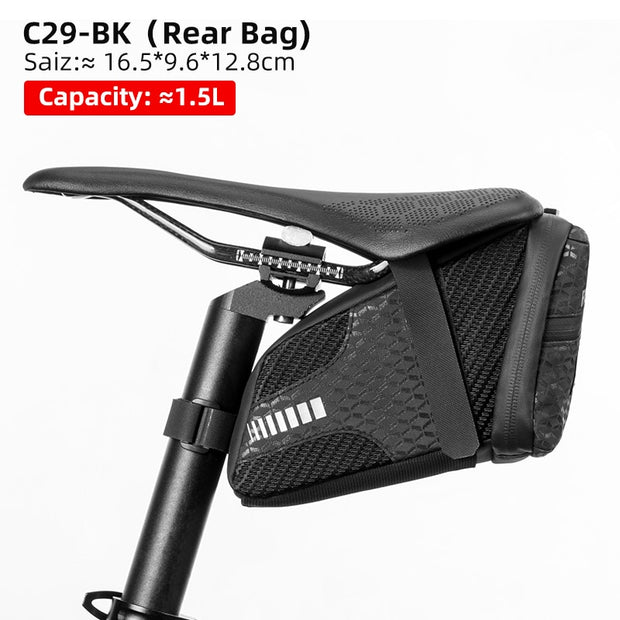 ROCKBROS Rainproof Bicycle Bag Shockproof Bike Saddle Bag For Refletive Rear Large Capatity Seatpost MTB Bike Bag Accessories 0 DailyAlertDeals C29-BK 1.5L Poland 