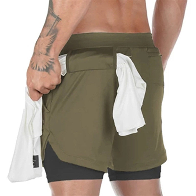 2022 Camo Running Shorts Men 2 In 1 Double-deck Quick Dry GYM Sport Shorts Fitness Jogging Workout Shorts Men Sports Short Pants 0 DailyAlertDeals Army green M(170cm 60kg) 