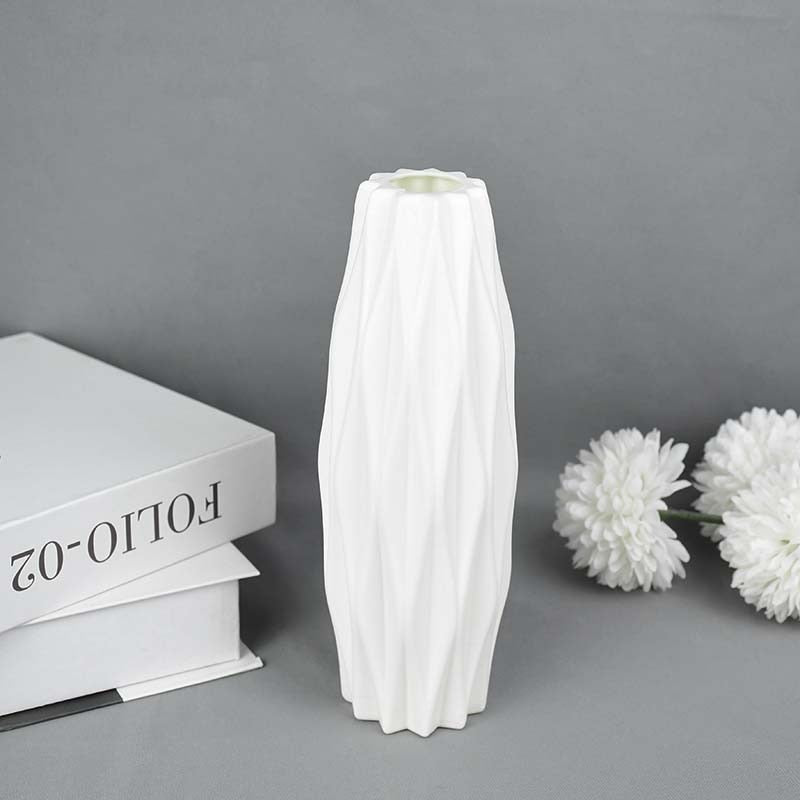 Modern Glass Flower Vase White Pink Blue Plastic Vase artificial flora Pot Basket Nordic Home Living Room Decoration Ornament Flower Arrangement Vase DailyAlertDeals B02  