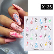 Harunouta Black Lines Flower Leaves Water Decals Stickers Floral Face Marble Pattern Slider For Nails Summer Nail Art Decoration 0 DailyAlertDeals X135  