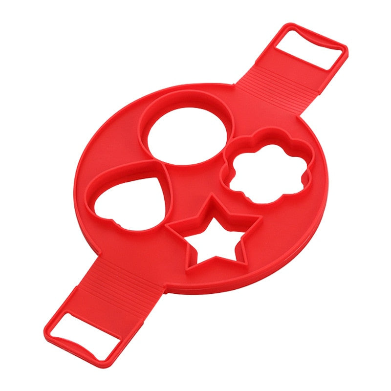 Egg Pancake Ring Nonstick Pancake Maker Mold Silicone Egg Cooker fried egg shaper Omelet Moulds for Kitchen Baking Accessories creative pancake moulds DailyAlertDeals Red-g  