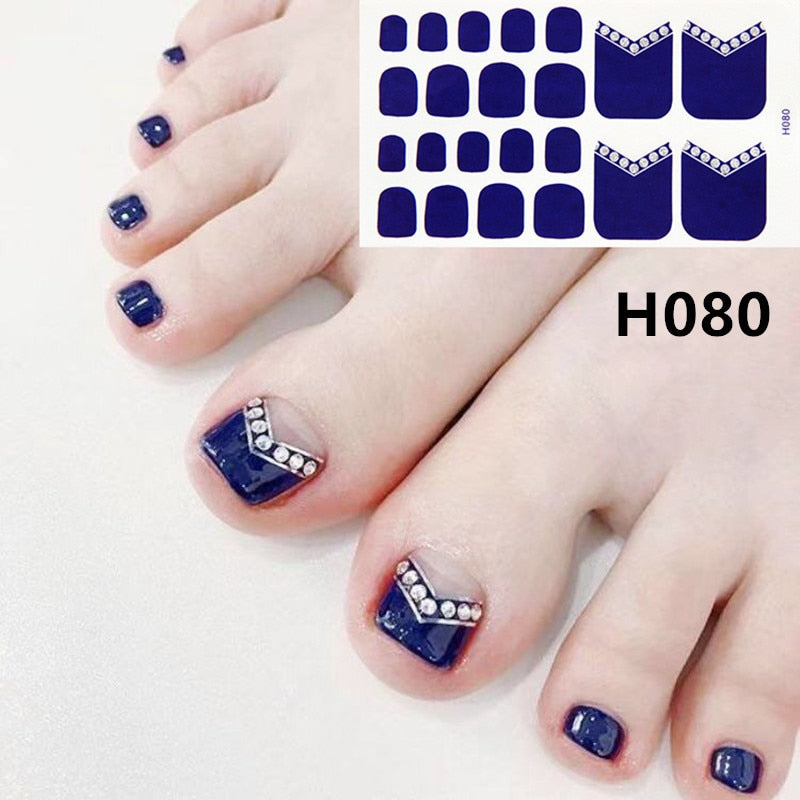 22tips Korea Toe Nail Sticker Wraps Adhesive Decals Toenail Polish Strips DIY Pedicure Foot Decals Manicure Women nail art DailyAlertDeals H080  