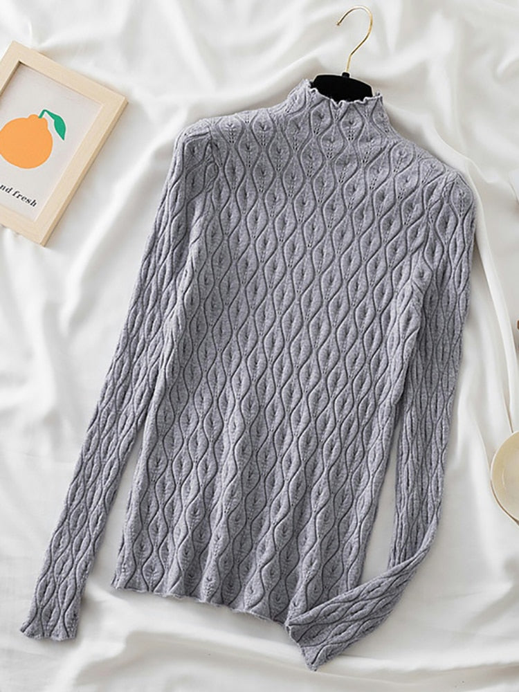 AOSSVIAO 2022 Cashmere Turtleneck Women Sweaters Autumn Winter Warm Pullover Slim Tops Knitted Sweater Jumper Soft Pull Female Turtleneck Women Sweaters DailyAlertDeals Gray One Size 