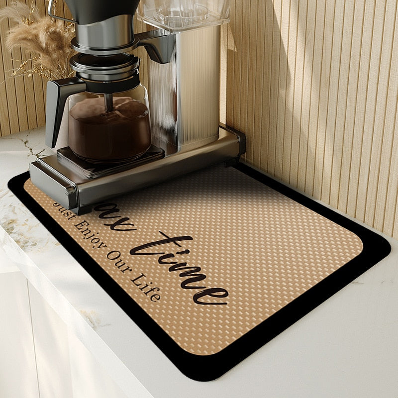 Kitchen Rubber Pad Dish Drying Mat Super Absorbent Drainer Mats Tableware Bottle Rugs Kitchen Dinnerware Placement Rubber pads DailyAlertDeals BD drying mat W20 x L30CM 