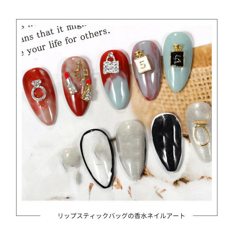 12Pcs Alloy Nail Charms Handbag Lipstick Nail Charms Gold 3D Crystal Gems Luxury Jewelry Charms Rhinestones for Nails DIY Art 0 DailyAlertDeals   