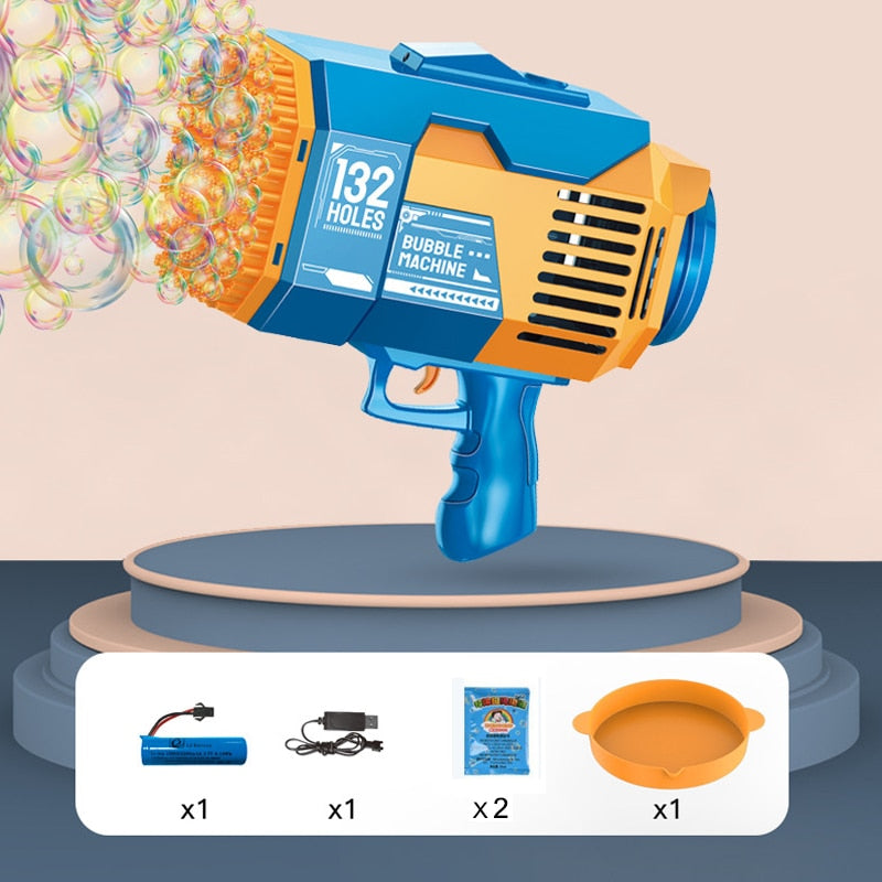Rocket Boom Bubble Gun 69 Holes Soap Gatling Bubbles Blaster Machine Gun for Kids Toy Xmas Gift Bubble Gun Rocket DailyAlertDeals 132 hole Yellow United States 