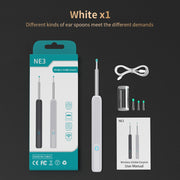 NE3 Ear Cleaner High Precision Ear Wax Removal Tool with Camera LED Light Wireless Otoscope Smart Ear Cleaning Kit ear cleaner DailyAlertDeals White  