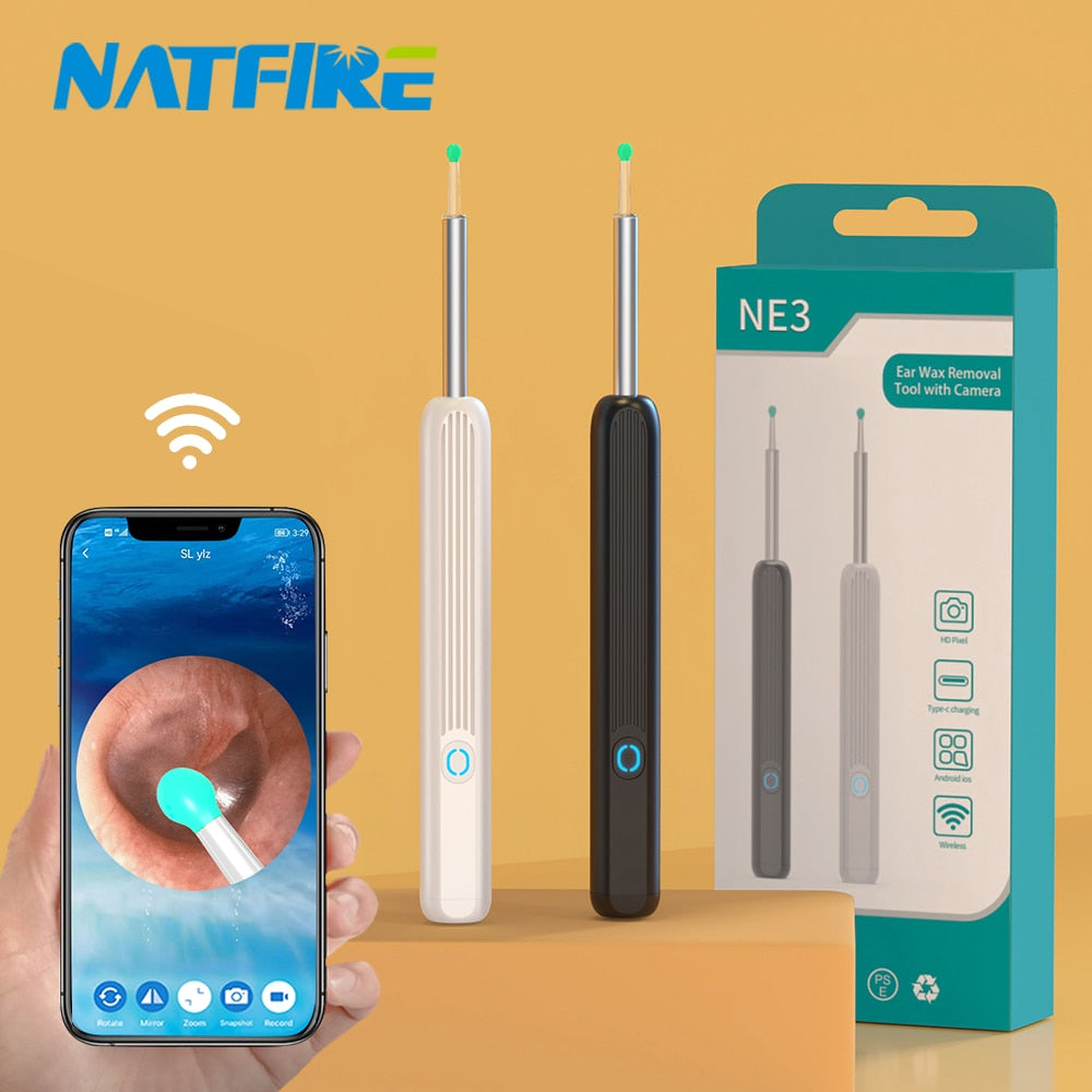 NE3 Ear Cleaner High Precision Ear Wax Removal Tool with Camera LED Light Wireless Otoscope Smart Ear Cleaning Kit ear cleaner DailyAlertDeals   