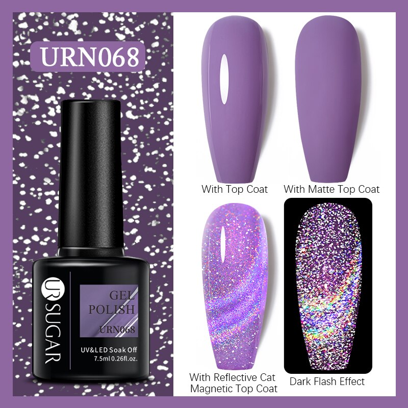 UR SUGAR Holographic Gel Reflective Cat Magnetic Nail Gel Polish Soak Off Laser Gel Glitter Varnish Manicure Nail Art Design Magnetic Nail Gel Polish DailyAlertDeals URN068  