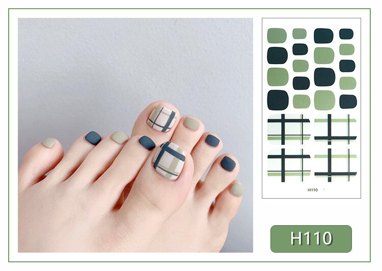 22tips Korea Toe Nail Sticker Wraps Adhesive Decals Toenail Polish Strips DIY Pedicure Foot Decals Manicure Women nail art DailyAlertDeals H110  