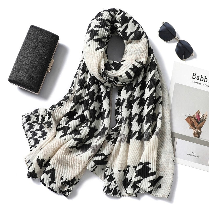 2022 New Design Brand Women Scarf Fashion Print Cotton Spring Winter Warm Scarves Hijabs Lady Pashmina Foulard Bandana Plaid 0 DailyAlertDeals WJ126-3 180x90cm 