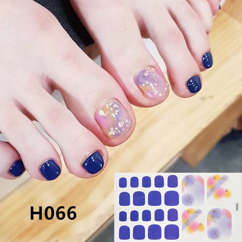 22tips Korea Toe Nail Sticker Wraps Adhesive Decals Toenail Polish Strips DIY Pedicure Foot Decals Manicure Women nail art DailyAlertDeals H066  