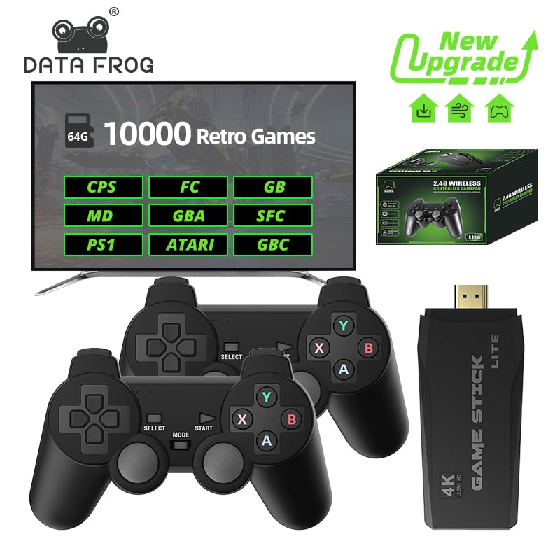 DATA FROG Retro Video Game Console 2.4G Wireless Console Game Stick 4k 10000 Games Portable Video Game Dendy Game Console for tv Portable Game Console DailyAlertDeals   