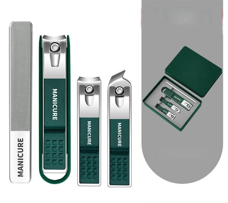 Branded Nail Clipper Set Manicure & Pedicure Tools For Men & Women Travel Nail Care Set Nail Clippers DailyAlertDeals Dark Green 4pcs  
