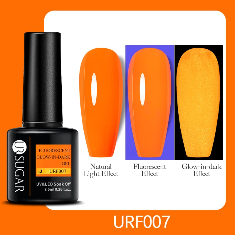UR SUGAR Fluorescent Gel Nail Polish Neon Yellow Green Blue Color Gel Soak Off UV Nail Gel Varnish For Nail Art Top Coat Neon Fluorescent Gel Nail Polish DailyAlertDeals Luminous URF007  