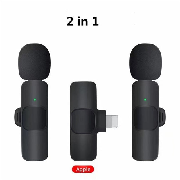Wireless Lavalier Microphones & Systems Portable Audio Video Recording Mini Mic For iPhone Android Facebook Youtube Live Broadcast Gaming wiresless mircophone DailyAlertDeals Lightning 2 in 1  