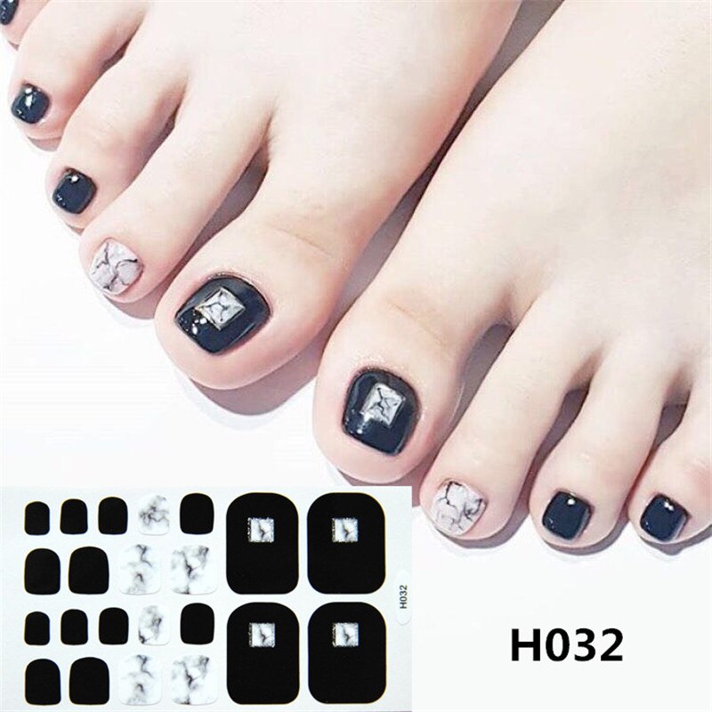 22tips Korea Toe Nail Sticker Wraps Adhesive Decals Toenail Polish Strips DIY Pedicure Foot Decals Manicure Women nail art DailyAlertDeals H032  