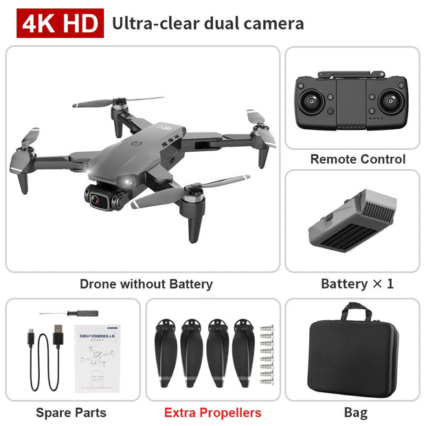 L900 PRO GPS Drone 4K HD Professional Dual Camera Aerial Stabilization Brushless Motor Foldable Quadcopter Helicopter RC 1200M CAMERA DRONE DailyAlertDeals 4K-Back-bag Poland 