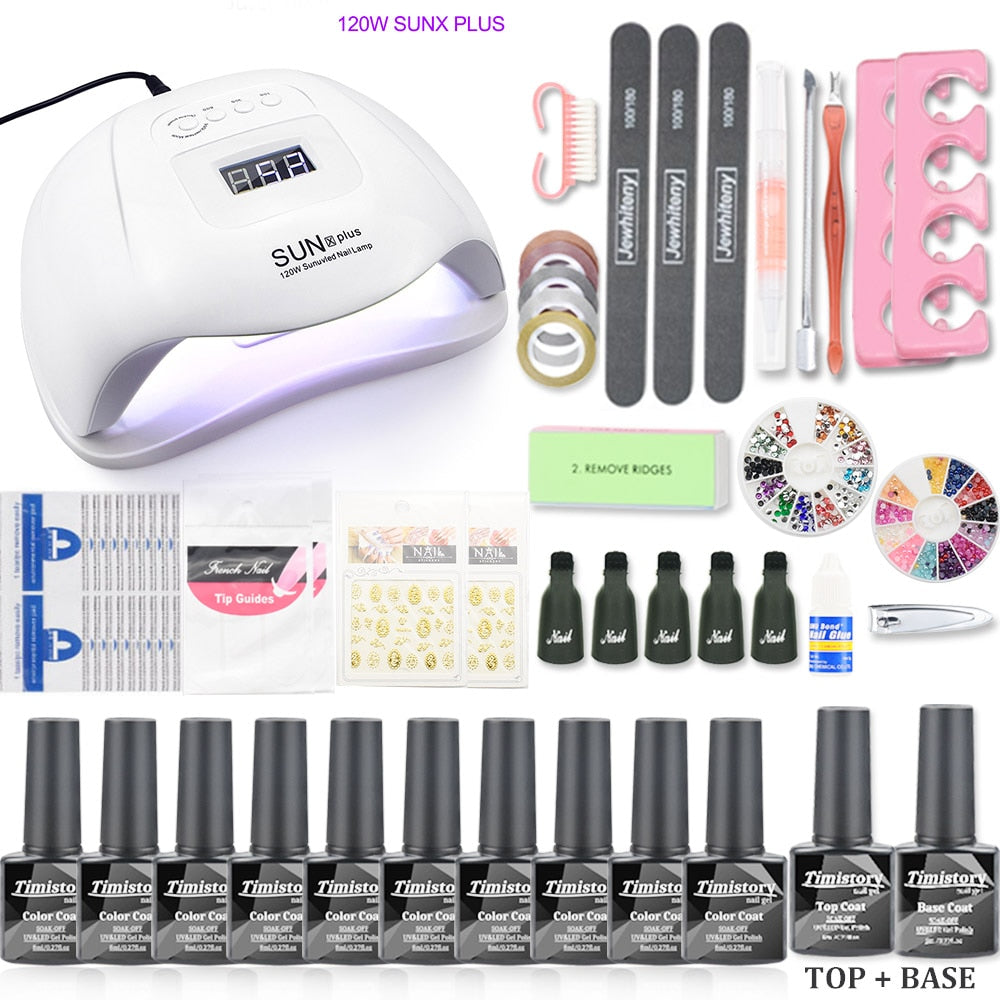 Gel Nail Polish Set 20000-35000RPM Nail Drill Machine Kit With UV LED Lamp Manicure Tools Kit Nail Art Set UV Builder Nail Gel Electric Manicure Drill & Accessory DailyAlertDeals 120W 10PCS SET China 