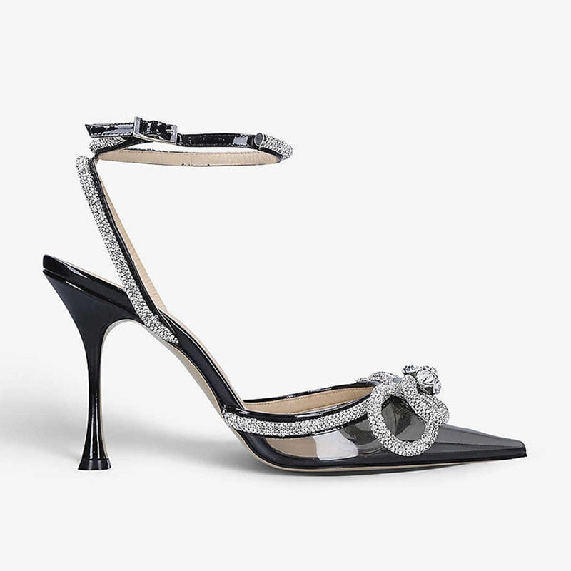 Runway style Glitter Rhinestones Women Pumps Crystal bowknot Satin Summer Lady Shoes Genuine leather High heels Party Prom Shoes High heels shoes DailyAlertDeals   