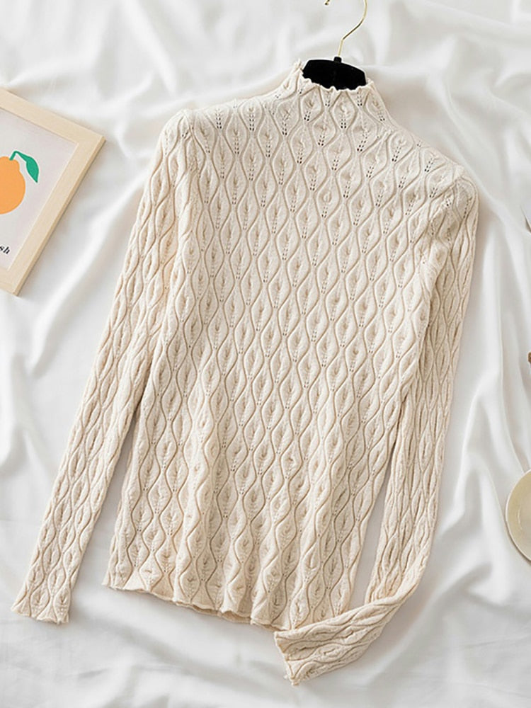AOSSVIAO 2022 Cashmere Turtleneck Women Sweaters Autumn Winter Warm Pullover Slim Tops Knitted Sweater Jumper Soft Pull Female Turtleneck Women Sweaters DailyAlertDeals Beige One Size 