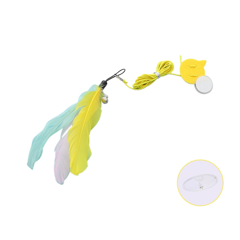 Interactive Hanging Cat Toy Simulation Cat Toy Funny Self-hey Interactive Toy for Kitten Playing Teaser Wand Toy Cat Supplies Hanging Cat Toy DailyAlertDeals Macaron Feather CN 