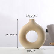 Nordic Modern Ceramic Vases for Decor Circular Hollow Donuts Vases for Flowers Pot Home Living Room Decoration Accessories Interior Office Desktop Decor Gift Vases DailyAlertDeals TTQ-Beige-M  