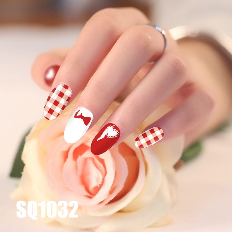 1sheet Korean Nail Polish Strips DIY Waterproof Nail Wraps Mixed Patterns Full Nail Patch Adhesive for Women Nail Art Stickers nail decal sticker DailyAlertDeals SQ1032  
