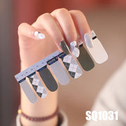 1sheet Korean Nail Polish Strips DIY Waterproof Nail Wraps Mixed Patterns Full Nail Patch Adhesive for Women Nail Art Stickers nail decal sticker DailyAlertDeals SQ1031  