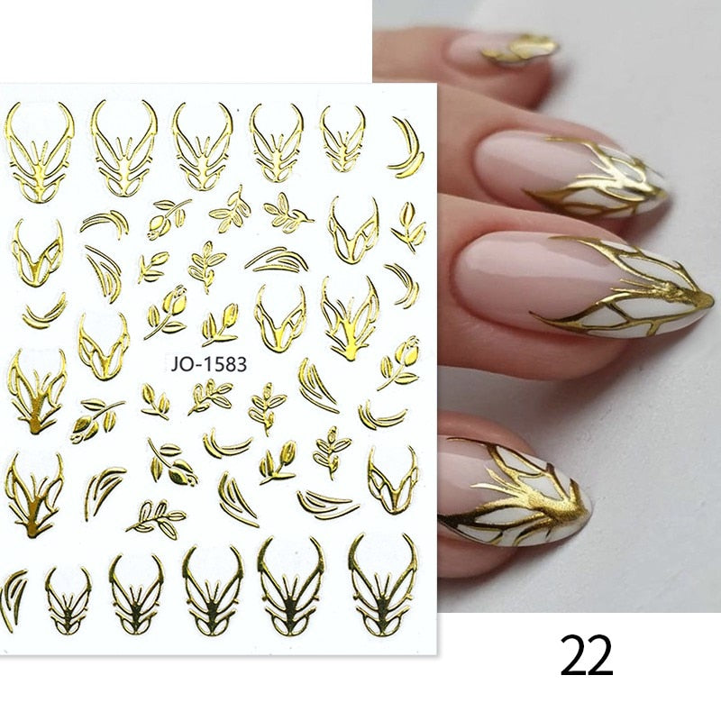 The New Heart Love Design Gold Sliver 3D Nail Art Sticker English Letter French Striping Lines Trasnfer Sliders Valentine Decor 0 DailyAlertDeals French 22  