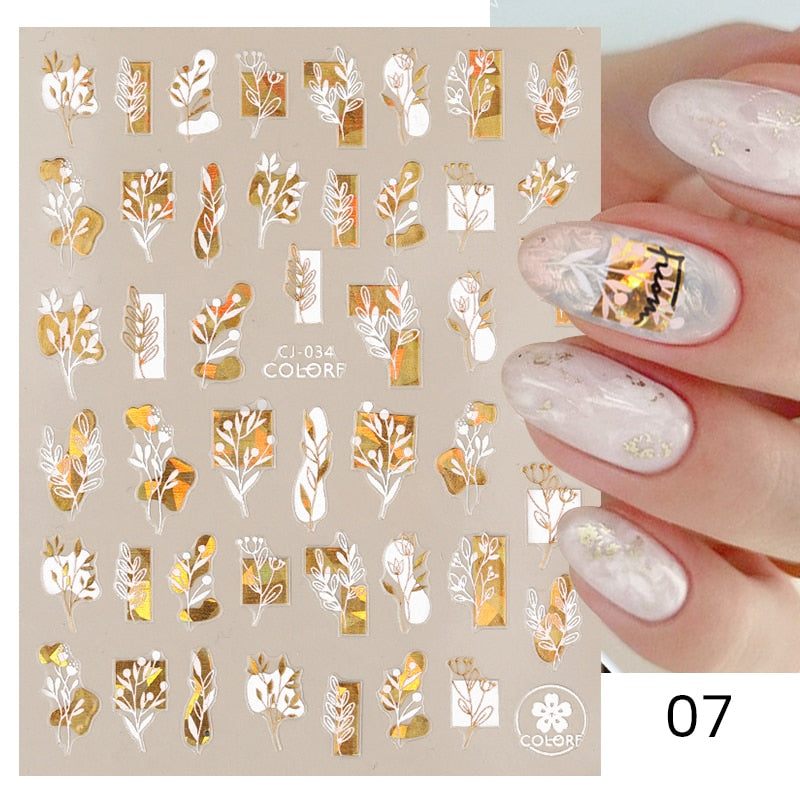 Harunouta Gold Leaf 3D Nail Stickers Spring Nail Design Adhesive Decals Trends Leaves Flowers Sliders for Nail Art Decoration 0 DailyAlertDeals