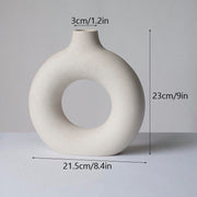 Nordic Ceramic Vase for Pampas Grass Donuts Flower Pot Home Decoration Accessories Office Living Room Interior Table Desk Decor Nordic Ceramic Vase DailyAlertDeals White L China 