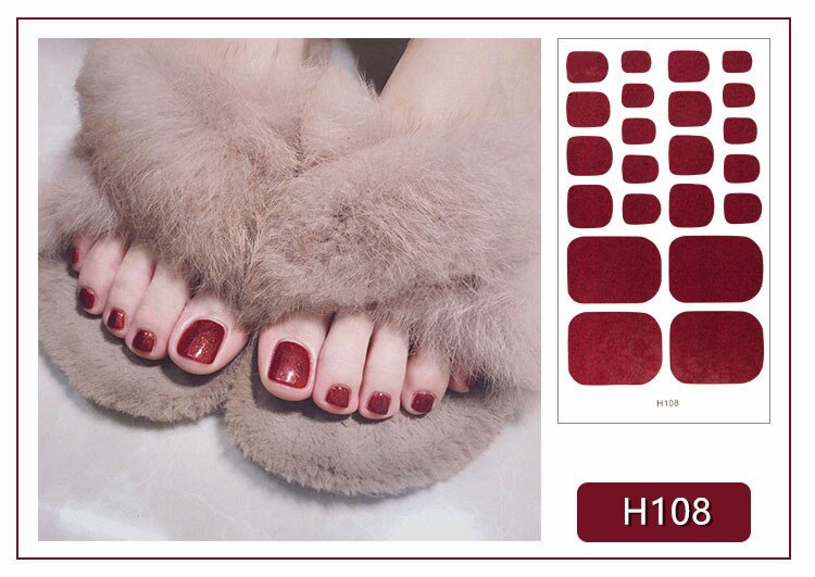 22tips Korea Toe Nail Sticker Wraps Adhesive Decals Toenail Polish Strips DIY Pedicure Foot Decals Manicure Women nail art DailyAlertDeals H108  
