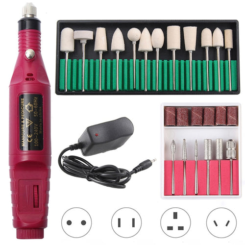 1 PC Set Best Professional Electric Nail Drill Machine Set Nail Bits Manicure & Pedicure Machine mini manicure drill machine DailyAlertDeals China 20000 red 12 wool 