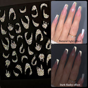 French 3D Nail Decals Stickers Stripe Line French Tips Transfer Nail Art Manicure Decoration Gold Reflective Glitter Stickers nail art DailyAlertDeals   