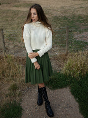 2022 Women Knitted Pleated Skirts Fashion High Waist Knit Dress Solid Color Female Classic Skirt 0 DailyAlertDeals   