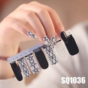 1sheet Korean Nail Polish Strips DIY Waterproof Nail Wraps Mixed Patterns Full Nail Patch Adhesive for Women Nail Art Stickers nail decal sticker DailyAlertDeals SQ1036  