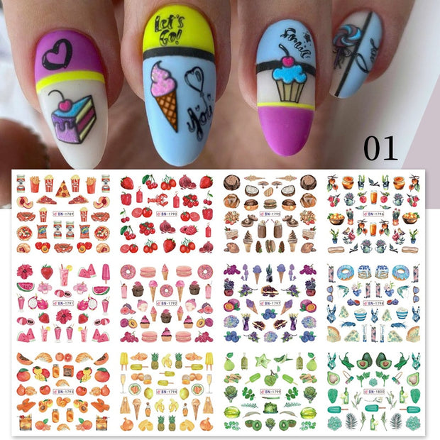 12 Designs Nail Stickers Set Mixed Floral Geometric Nail Art Water Transfer Decals Sliders Flower Leaves Manicures Decoration 0 DailyAlertDeals A01  