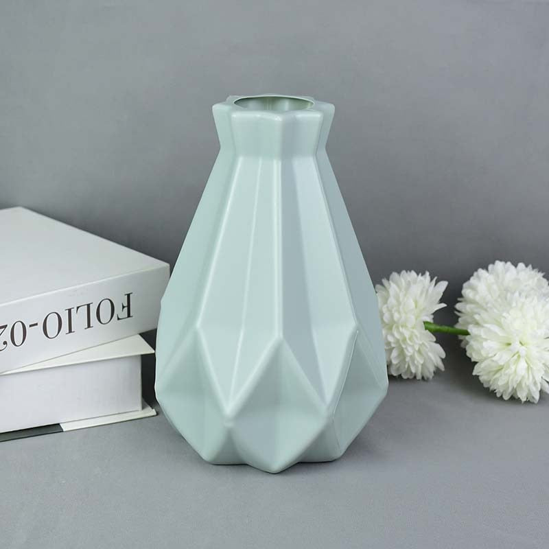 Modern Glass Flower Vase White Pink Blue Plastic Vase artificial flora Pot Basket Nordic Home Living Room Decoration Ornament Flower Arrangement Vase DailyAlertDeals B04  