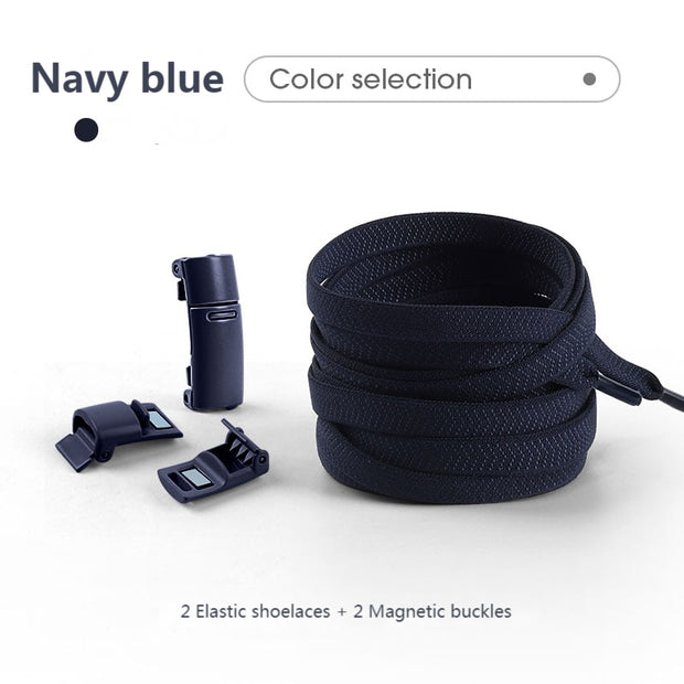 Colorful Magnetic Lock Shoelaces without ties Elastic Laces Sneakers No Tie Shoe laces Kids Adult Flat Shoelace Rubber Bands 0 DailyAlertDeals Navy Blue China 