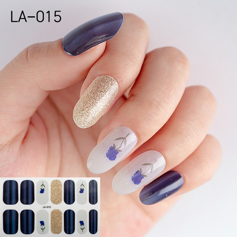 22tips Korea Toe Nail Sticker Wraps Adhesive Decals Toenail Polish Strips DIY Pedicure Foot Decals Manicure Women nail art DailyAlertDeals LA-015(14Tips)  