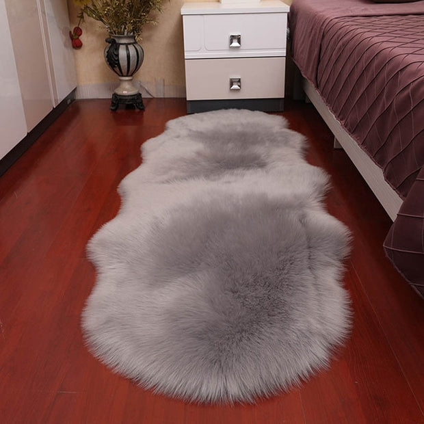 2023 New Plush Soft Sheepskin Bedroom Carpet Imitation Wool Pad Long Hair Bedside Mat Sofa Cushion Rugs Living Room Fur Carpet Carpets & Rugs DailyAlertDeals PD1002 60x100cm China