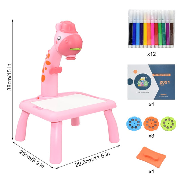 Children Led Projector Art Drawing Table Toys Kids Painting Board Desk Arts Crafts Educational Learning Paint Tools Toy for Girl Kids Led Projector Drawing Table DailyAlertDeals China F Pink with box 