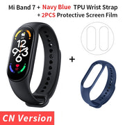 Xiaomi Mi Band 7 Smart Bracelet Fitness Tracker and Activity Monitor Smart Band 6 Color AMOLED Screen Bluetooth Waterproof Fitness Tracker and Activity Monitor Accessories DailyAlertDeals CN N NavyBlue Strap USA 