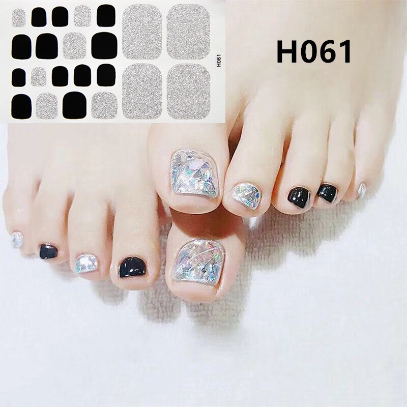 22tips Korea Toe Nail Sticker Wraps Adhesive Decals Toenail Polish Strips DIY Pedicure Foot Decals Manicure Women nail art DailyAlertDeals H061  
