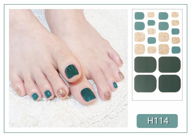 22tips Korea Toe Nail Sticker Wraps Adhesive Decals Toenail Polish Strips DIY Pedicure Foot Decals Manicure Women nail art DailyAlertDeals H114  