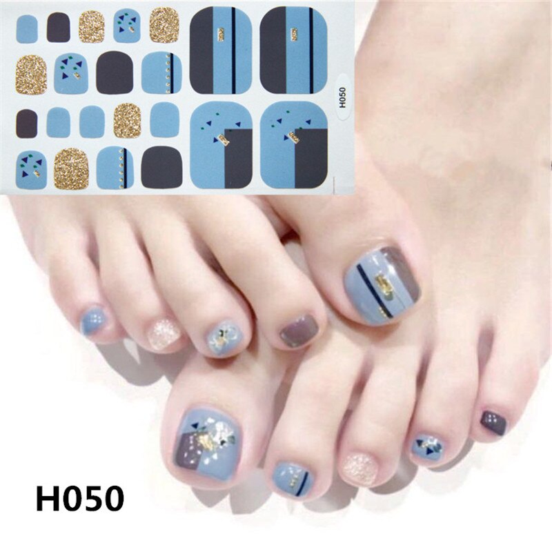 22tips Korea Toe Nail Sticker Wraps Adhesive Decals Toenail Polish Strips DIY Pedicure Foot Decals Manicure Women nail art DailyAlertDeals H050  